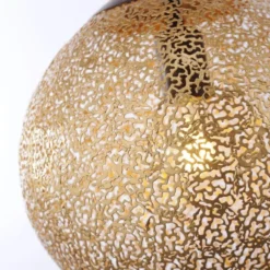 Pendelleuchte, rost-gold, Kugelform, E27 Fassung, lichtdurchlässiges Muster