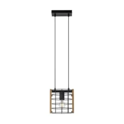 Pendelleuchte schwarz Industrial Style Holz Metall