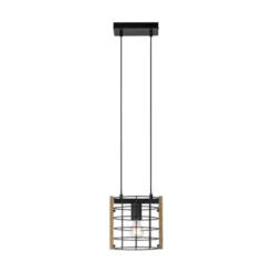 Pendelleuchte schwarz Industrial Style Holz Metall
