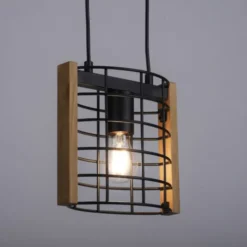 Pendelleuchte schwarz Industrial Style Holz Metall