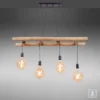 Pendelleuchte schwarz Retro Design Holzleiter 4-flammig Eukalyptusholz