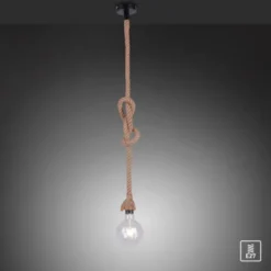 Pendelleuchte, schwarz, Seil-Leuchte, Vintage-Stil, maritim angehaucht