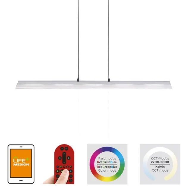Pendelleuchte stahl, 5 x LED-Board