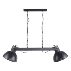Pendelleuchte, 2 x E27, metallic-schwarz, Retro+Industrial Stil,