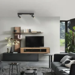Schöner Wohnen-Kollektion Deckenleuchte DANTE, schwarz, 2-flammig, Serienschalter, Memoryfunktion