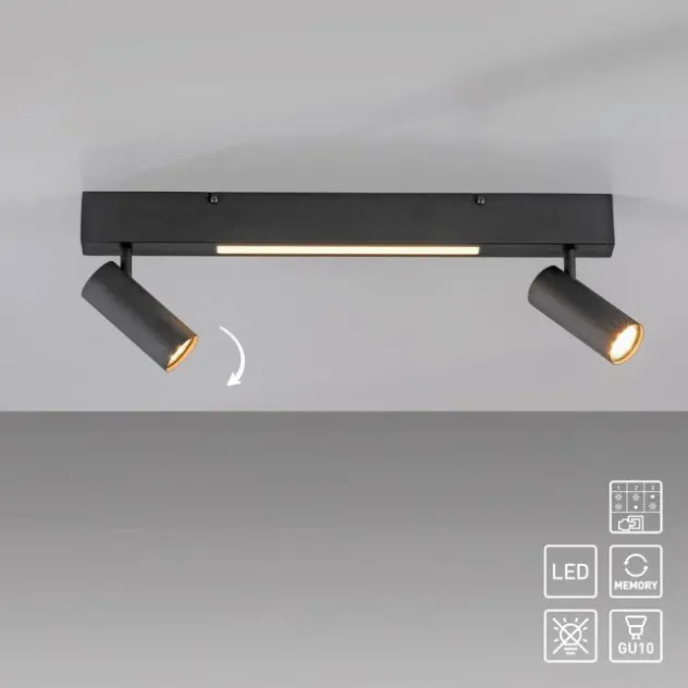 Schöner Wohnen-Kollektion Deckenleuchte DANTE, schwarz, 2-flammig, Serienschalter, Memoryfunktion