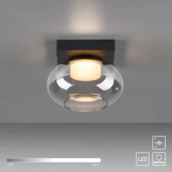 Schöner Wohnen-Kollektion Deckenleuchte SIA schwarz, Rauchglas, dimmbar, Memory