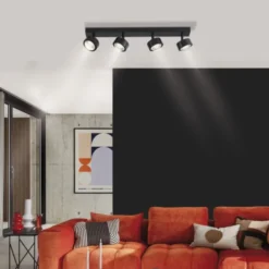 Schöner Wohnen-Kollektion Deckenleuchte KULU, schwarz, 4-flammig, dreh- und schwenkbar