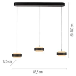 Schöner Wohnen-Kollektion 3fl. LED Pendelleuchte ELMO schwarz
