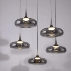 Schöner Wohnen-Kollektion LED Pendelleuchte POSH, grau, 5-flammig, dimmbar
