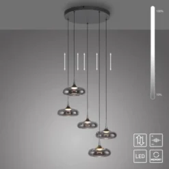 Schöner Wohnen-Kollektion LED Pendelleuchte POSH, grau, 5-flammig, dimmbar