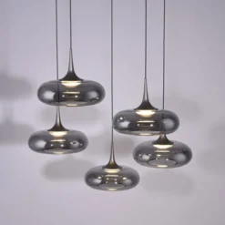 Schöner Wohnen-Kollektion LED Pendelleuchte POSH, grau, 5-flammig, dimmbar
