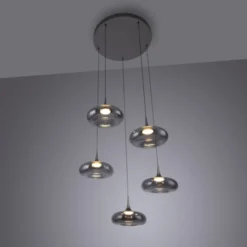 Schöner Wohnen-Kollektion LED Pendelleuchte POSH, grau, 5-flammig, dimmbar