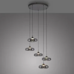Schöner Wohnen-Kollektion LED Pendelleuchte POSH, grau, 5-flammig, dimmbar
