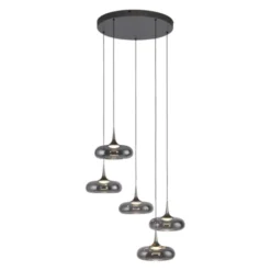 Schöner Wohnen-Kollektion LED Pendelleuchte POSH, grau, 5-flammig, dimmbar