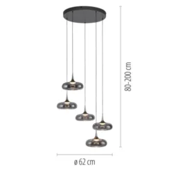 Schöner Wohnen-Kollektion LED Pendelleuchte POSH, grau, 5-flammig, dimmbar