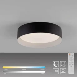 Schöner Wohnen-Kollektion LED Deckenleuchte TAVOLI, schwarz, rund D=28,5cm, dimmbar, Fernbedienung