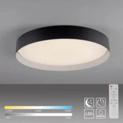 Schöner Wohnen-Kollektion LED Deckenleuchte TAVOLI, schwarz, rund D=49cm, dimmbar, Fernbedienung