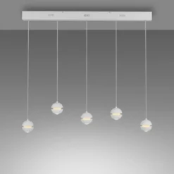 Schöner Wohnen-Kollektion LED Pendelleuchte LINI, weiss, 5-flammig, höhenverstellbar