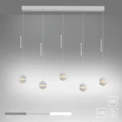 Schöner Wohnen-Kollektion LED Pendelleuchte LINI, weiss, 5-flammig, höhenverstellbar