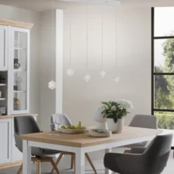 Schöner Wohnen-Kollektion LED Pendelleuchte LINI, weiss, 5-flammig, höhenverstellbar