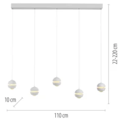 Schöner Wohnen-Kollektion LED Pendelleuchte LINI, weiss, 5-flammig, höhenverstellbar