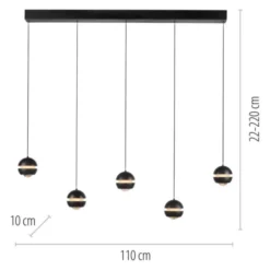 Schöner Wohnen-Kollektion LED Pendelleuchte schwarz, 5-flammig, höhenverstellbar