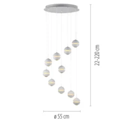 Schöner Wohnen-Kollektion LED Pendelleuchte LINI, weiss, 10-flammig, dimmbar
