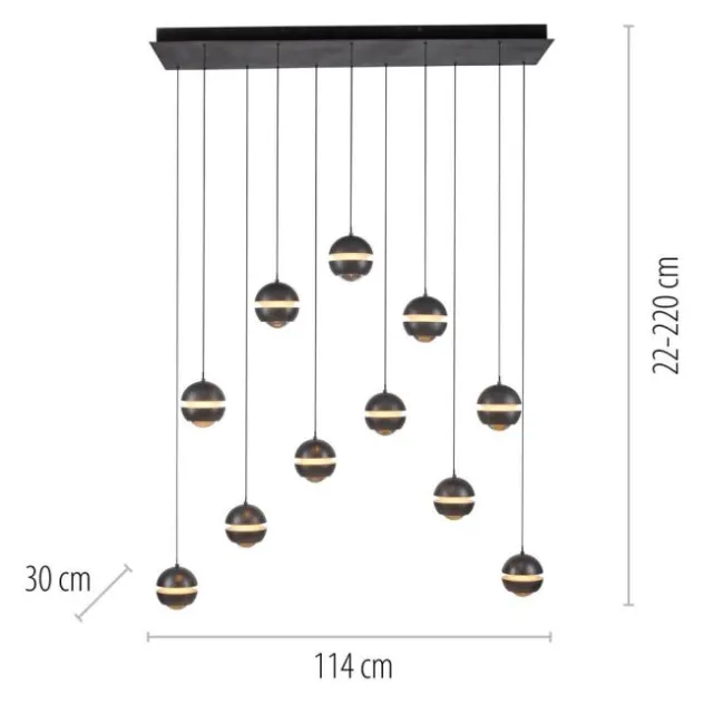 Schöner Wohnen-Kollektion LED Pendelleuchte LINI schwarz, 11-flammig, dimmbar
