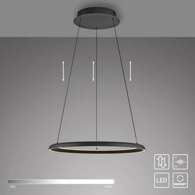 Schöner Wohnen-Kollektion LED Pendelleuchte QUILLO, schwarz, dimmbar, Comfort Lift