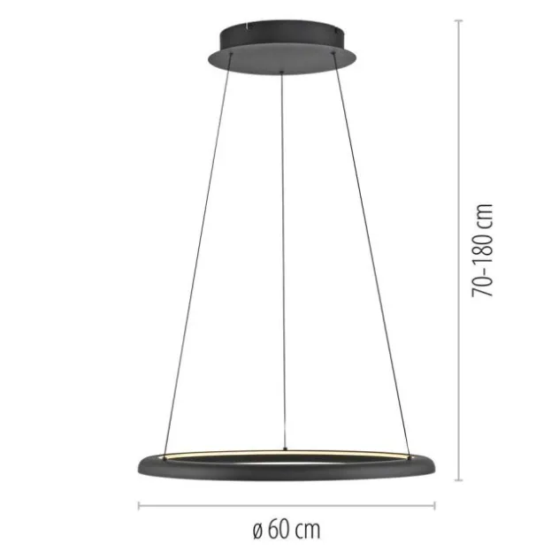 Schöner Wohnen-Kollektion LED Pendelleuchte QUILLO, schwarz, dimmbar, Comfort Lift