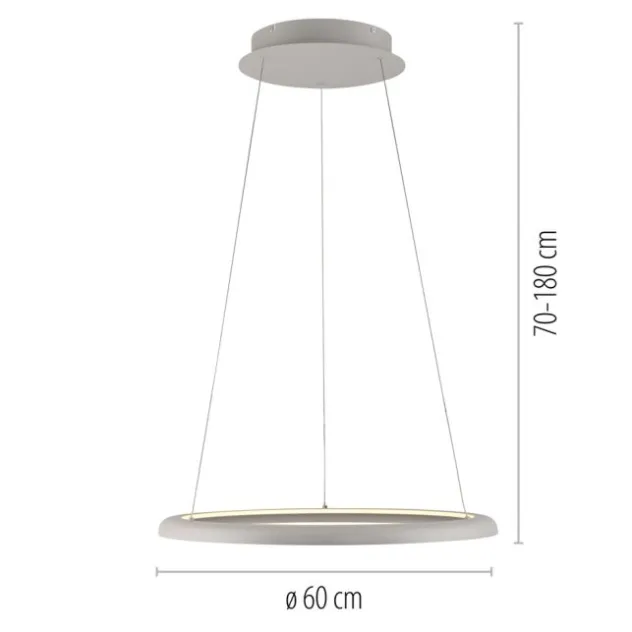 Schöner Wohnen-Kollektion LED Pendelleuchte QUILLO, sandfarben, dimmbar, Memoryfunktion