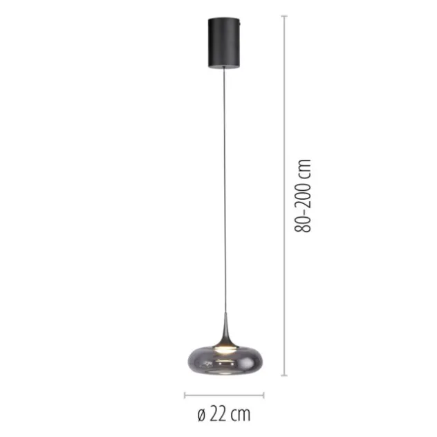 Schöner Wohnen-Kollektion LED Pendelleuchte POSH, grau, 1-flammig, dimmbar