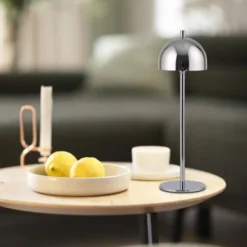 Schöner Wohnen-Kollektion LED Akku Tischleuchte BELLIS, chrom, aufladbar, USB-Ladekabel