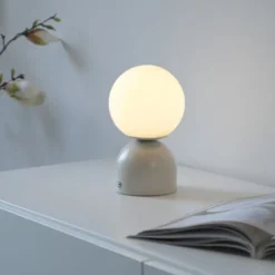 Schöner Wohnen-Kollektion LED Akku Tischleuchte RUDI, Sandfarben, USB Ladekabel