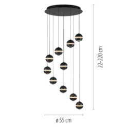 Schöner Wohnen-Kollektion LED Pendelleuchte LINI schwarz, 10-flammig, dimmbar