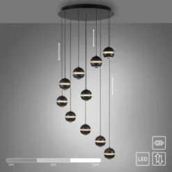Schöner Wohnen-Kollektion LED Pendelleuchte LINI schwarz, 10-flammig, dimmbar