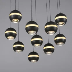 Schöner Wohnen-Kollektion LED Pendelleuchte LINI schwarz, 10-flammig, dimmbar