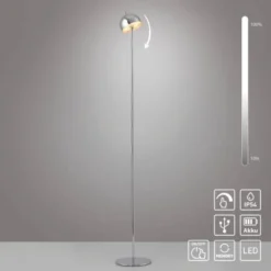 Schöner Wohnen-Kollektion LED Akku Stehleuchte BELLIES, chrom, aufladbar, USB-Ladekabel