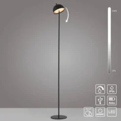 Schöner Wohnen-Kollektion LED Akku Stehleuchte BELLIES, schwarz, aufladbar, USB-Ladekabel
