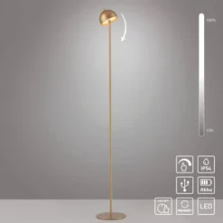Schöner Wohnen-Kollektion LED Akku Stehleuchte BELLIES, gold, aufladbar, USB-Ladekabel