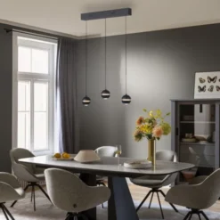 Schöner Wohnen-Kollektion LED Pendellechte, schwarz, 3-flammig, Lift