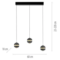 Schöner Wohnen-Kollektion LED Pendellechte, schwarz, 3-flammig, Lift