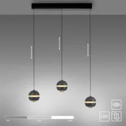 Schöner Wohnen-Kollektion LED Pendellechte, schwarz, 3-flammig, Lift