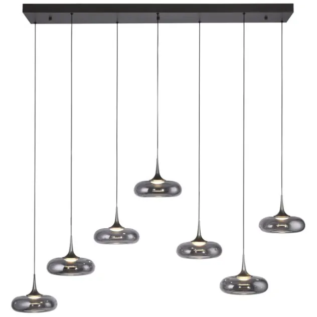Schöner Wohnen-Kollektion LED Pendelleuchte POSH, grau, 7-flammig, dimmbar