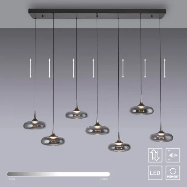 Schöner Wohnen-Kollektion LED Pendelleuchte POSH, grau, 7-flammig, dimmbar