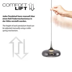 Schöner Wohnen-Kollektion LED Pendelleuchte POSH, grau, 7-flammig, dimmbar