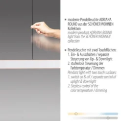 Schöner Wohnen-Kollektion LED Pendelleuchte ADRIANA ROUND, weiss, dimmbar
