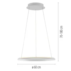 Schöner Wohnen-Kollektion LED Pendelleuchte QUILLO, weiss, rund, dimmbar, Lift
