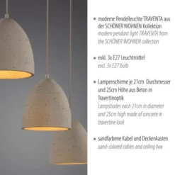 Schöner Wohnen-Kollektion Pendelleuchte TRAVENTA, sandfarben, 3-flammig